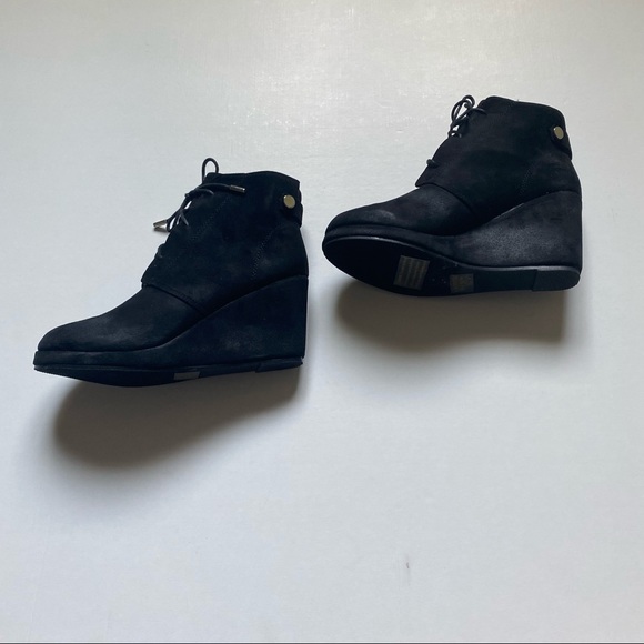 Chase + Chloe Rosa Black Suede Wedge Boots Size 7 - Picture 4 of 11